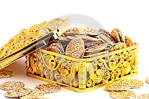 A Golden Box Filled with Golden Coins