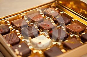 Golden Box of Square Shaped Chocolates