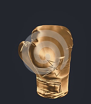 Golden boxing glove on the dark background