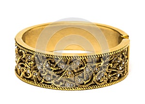 Golden bracelet isolated