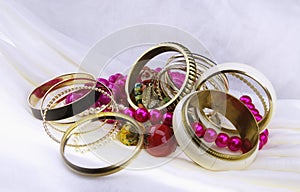 Golden bracelets and beads