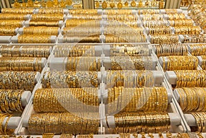 Golden bracelets in Jewelry