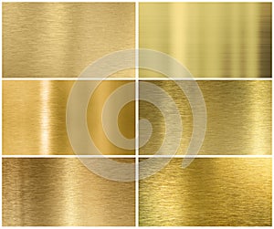 Golden or brass metal texture or background set