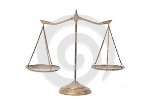 Golden brass scales of justice