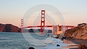 Golden bridge at sunset view