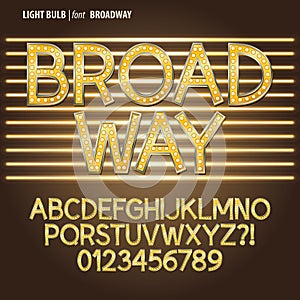 Golden Broadway Light Bulb Alphabet and Digit Vect