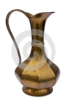 Golden / bronze vase on white background