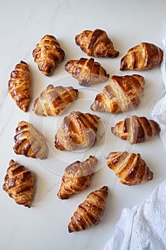 Golden brown homemade delicious freshly baked croissants