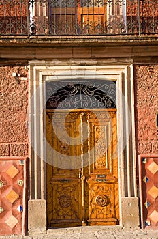 Golden Brown Wooden Door San Miguel Mexico