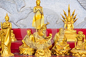 Golden Buddha Chinese style pattern at Wat Leng Nei Yee 2 Temple.Bangkok, Thailand