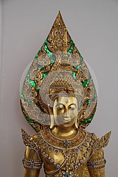 Golden Buddha Decorated With Jewelry