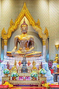 The Golden Buddha gold statue located in the temple of Wat Traimit, Bangkok, Thailand.