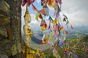The golden Buddha in the high mountains and the ornamentation of