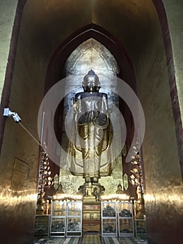 Golden Buddha image at Ananda temple, Myanmar