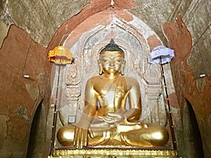 Golden Buddha image at Htilominlo pagada, Myanmar