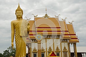 Golden Buddha image and temple in Thailand