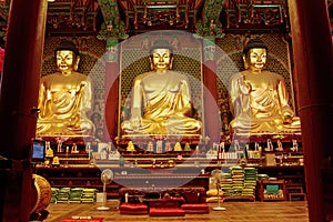 Golden Buddha in Jogyesa temple (Seoul) photo