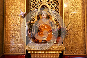 Golden Buddha Statue in Botataung paya Pagoda in Rangoon, Myanmar.