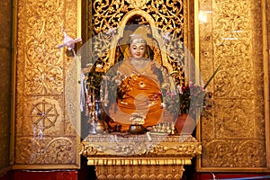 Golden Buddha Statue in Botataung paya Pagoda in Rangoon, Myanmar. photo