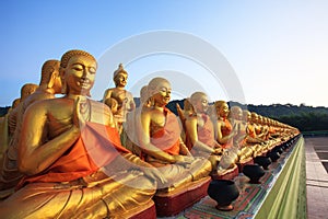 Golden buddha statue in buddhism temple thailand