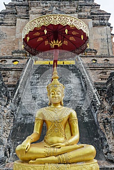 Golden Buddha statue in Chiang Mai,Thailand.