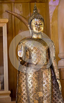 Golden buddha statue with the forbidding hand