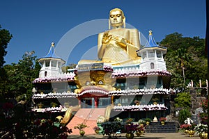 The Golden Buddha statue, just downhill from the Cave temple. Dambulla. Sri Lanka