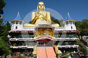 The Golden Buddha statue, just downhill from the Cave temple. Dambulla. Sri Lanka