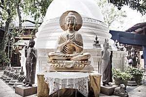 GOLDEN BUDDHA STATUE IN SIR LANKA TEMPLE photo