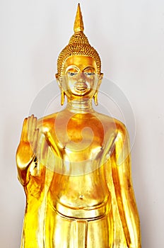 Golden Buddha Statue in Summer Dress