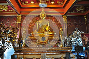 Golden buddha statue at Wat Khun Inthapramun, Thailand