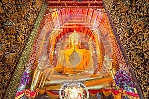 Golden Buddha Statue at Wat Phanan Choeng temple