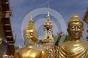 Golden Buddha statue at Wat Phra That Doi Suthep in Chiang Mai, Thailand