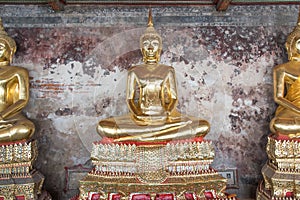 Golden Buddha statue, Wat Suthat in Bangkok, Thailand.