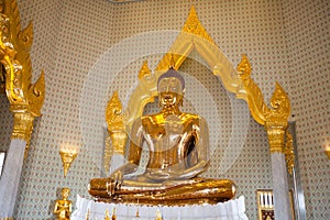 Golden Buddha Statue at Wat Traimit in Bangkok photo