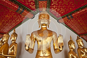Golden Buddha statues.