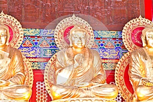 Golden Buddha statues of a Chinese temple