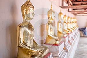 Golden of Buddha statues at Wat Thai Temple worship