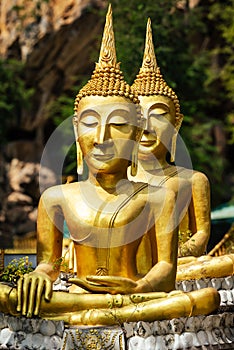 Golden Buddha statues Wat Tham Krabok Thailand