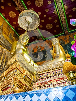 Golden buddha statute and Chief disciple statute.