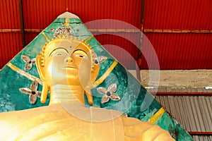 Golden Buddha Three Pagodas, religious symbols based on the Burmese War.Thailand on May 6, 2018.