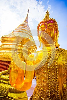 Golden Buddha of Wat Phra That Doi Suthep temple in Chiang Mai, Thailand