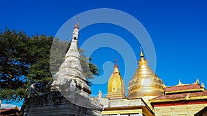 Golden buddhist stupa on the top of the Mount Popa Taung Kalat in Myanmar.