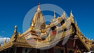 Golden buddhist stupa on the top of the Mount Popa Taung Kalat in Myanmar.