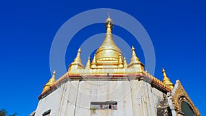 Golden buddhist stupa on the top of the Mount Popa Taung Kalat in Myanmar.