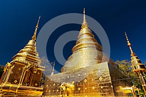 Golden Buddhist stupas in Thailand