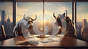 Golden Bull and Bear: A Symbolic Showdown in the Modern Financial World photo