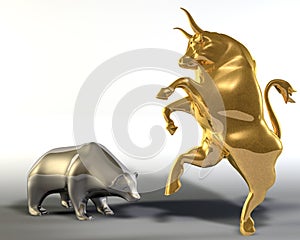 Golden bull and metal bear