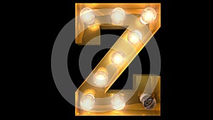 Golden Burlesque Light Bulb Text Z