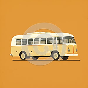 Golden Bus With Clean And Simple Designs In The Style Of Annibale Carracci